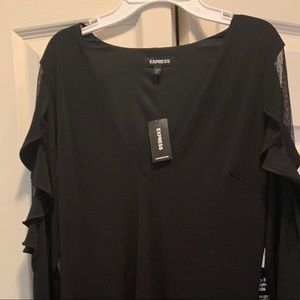 LBD with ruffled sleeves